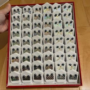 7mm black freshwater pearl studs